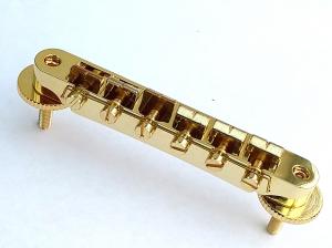 GOLD TUNE-O-MATIC WHEEL BRIDGE & ADJUSTERS FOR LES PAUL ELECTRIC GUITAR